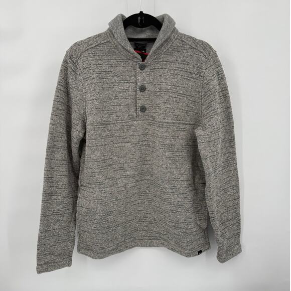 NWT prAna Mens Tri Thermal Threads Henley Top Pockets 3/4 Button Heather Gray - Picture 1 of 14
